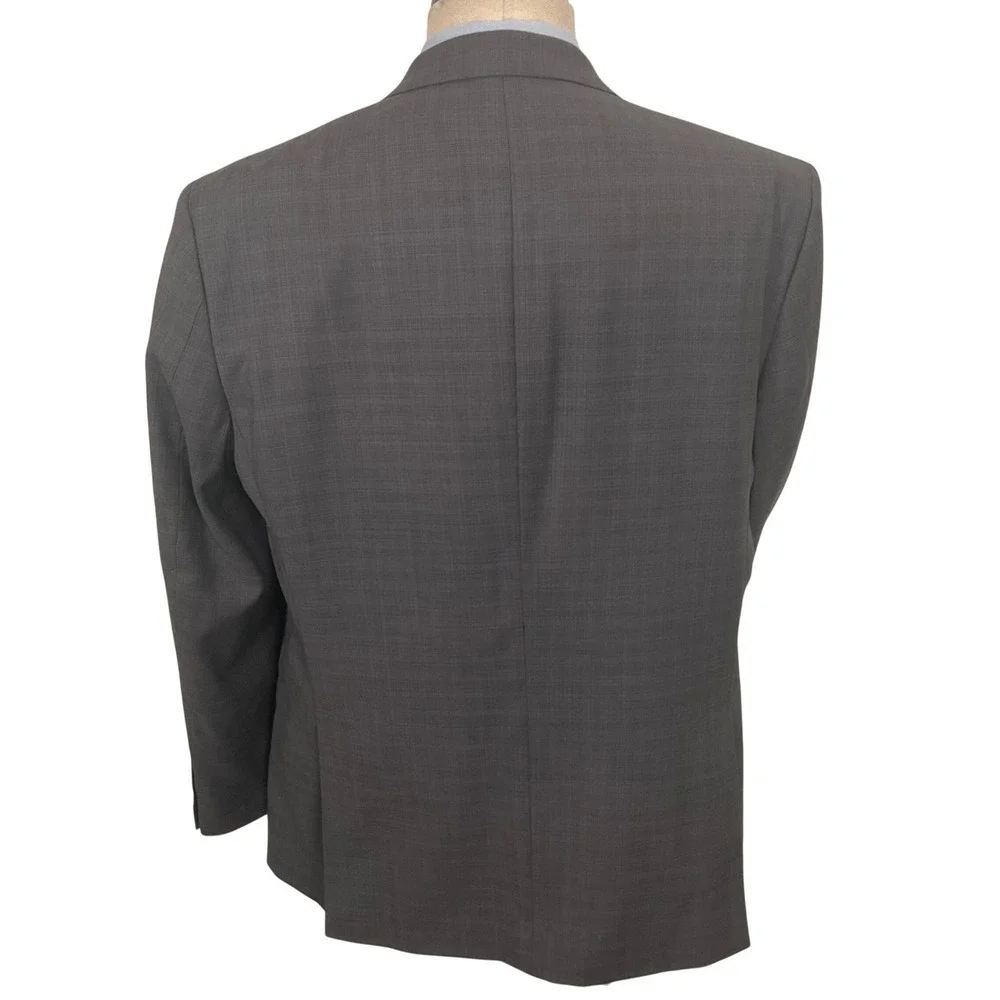 Tommy Hilfiger Suit Mens 46L 41W 31.5L Charcoal Gray Plaid Classic Neutral‎ Wool
